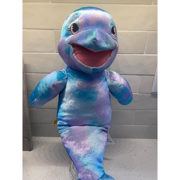 Build a Bear Sea‎ Splash Rainbow Dolphin 18" Plush/Puppet Purple 2014 retired - Picture 2 of 12